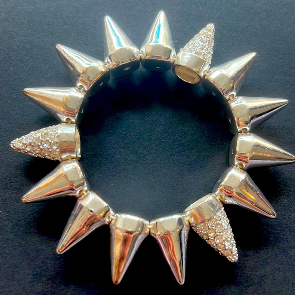 Silver rhinestone & spike bracelet! Very rock n roll!